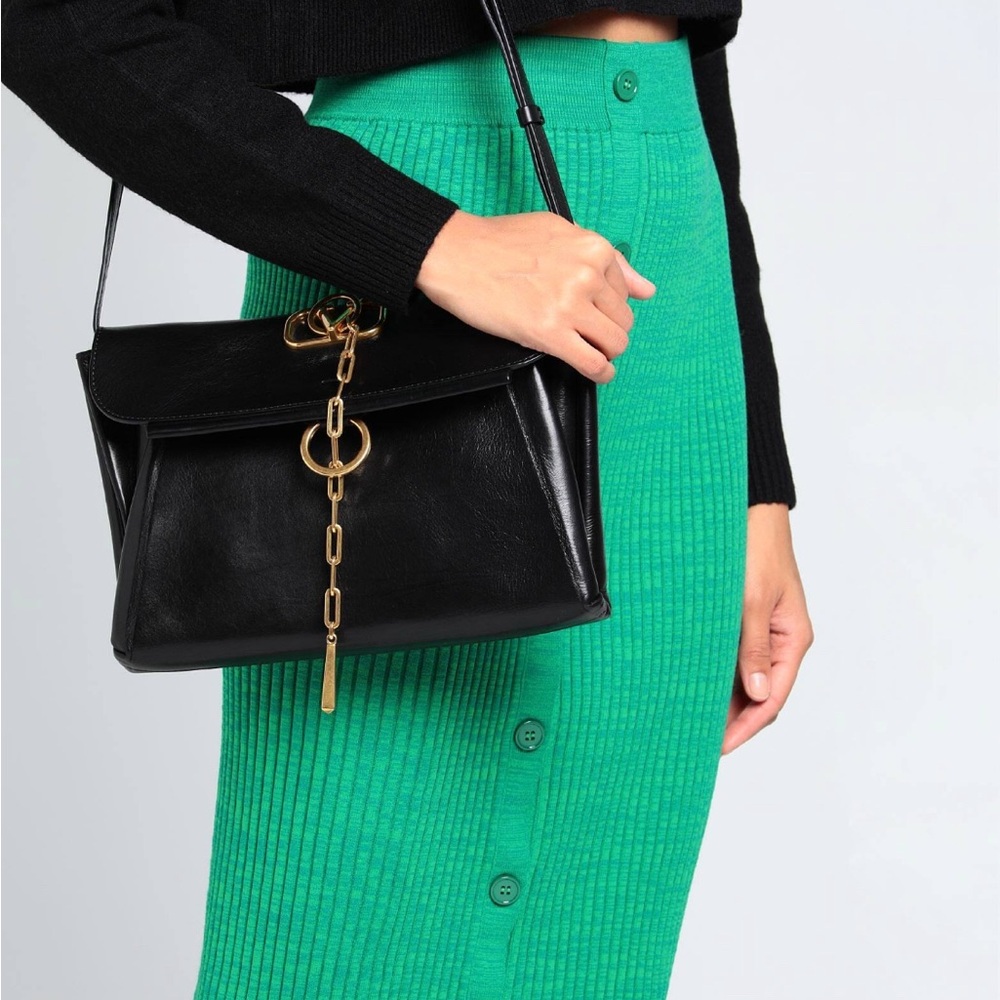 Valentino Garavani Black Shoulder Bag with Gold Chain
